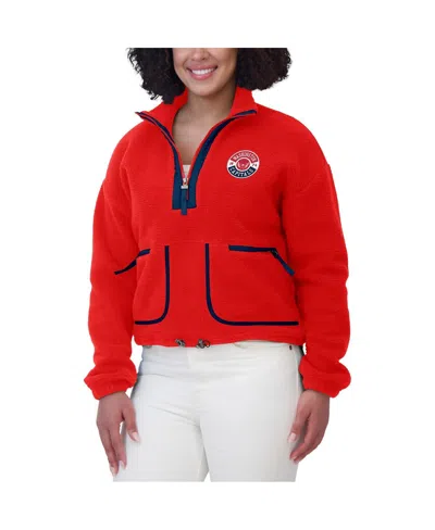 Wear By Erin Andrews Red New Jersey Devils Polar Fleece Half-zip Jacket In Red