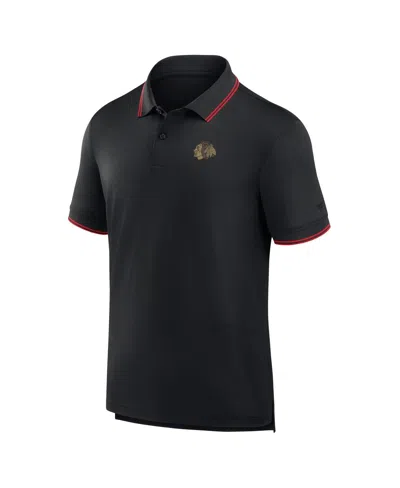 Fanatics Men's Black Chicago Blackhawks Front Office Move Mono Polo Shirt In Black