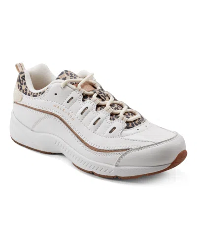 Easy Spirit Women's Romy Lightweight Easy-on Walking Shoes In Leopard,white Leather