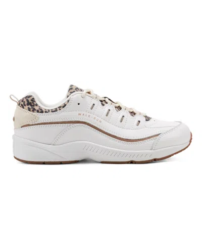 Easy Spirit Women's Romy Lightweight Easy-on Walking Shoes In Leopard,white Leather