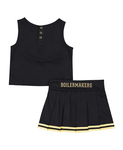 Colosseum Girls Toddler  Black Purdue Boilermakers Time For Recess Cheer Top & Skirt Set In Black