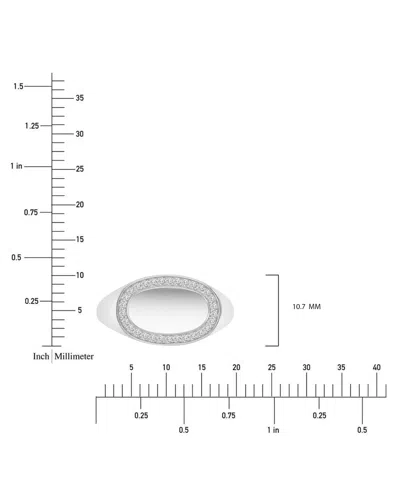 Macy's Cubic Zirconia Oval Halo Polished Signet Ring In Sterling Silver In Silver