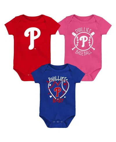 Outerstuff Baby Boys And Girls Philadelphia Phillies Slide Home 3-pack Bodysuit Set In Multi