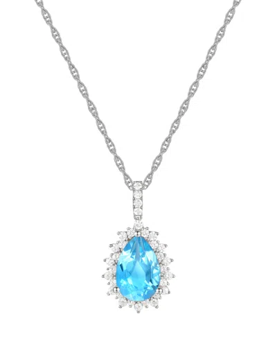 Macy's Lab-grown Opal (1 Ct. T.w.) & Lab-grown White Sapphire (1/2 Ct. T.w.) 18" Pendant Necklace In 14k Ro In Blue Topaz
