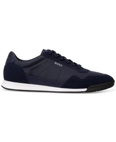 Hugo Boss Boss Titanium Trainers Navy In Navy