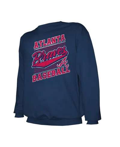 Stitches Men's Navy Atlanta Braves Pullover Sweatshirt In Blue