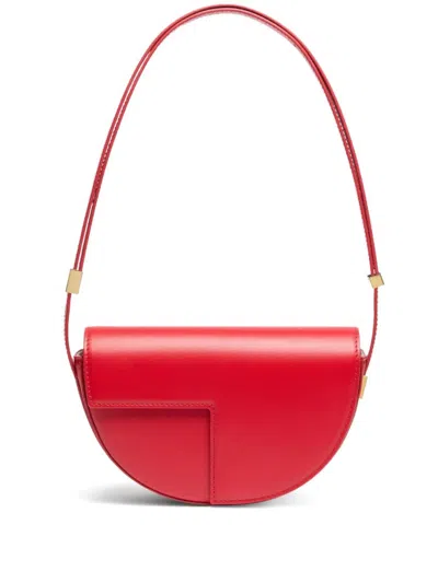 Patou Leather Shoulder Bag Adjustable Strap In Red