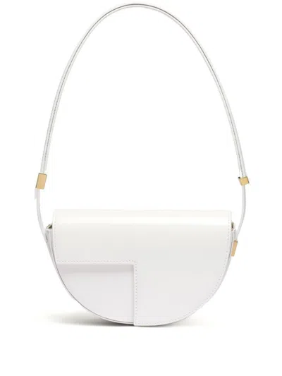 Patou Small Leather Shoulder Bag In White