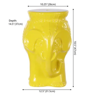 Jonathan Y Orla 18.5" Modern Bohemian Elephant Ceramic Garden Stool In Yellow