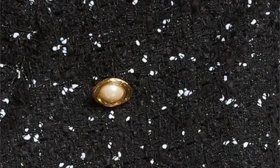 Balmain Cropped 8-button Jacket In Polka-dot Tweed In Black/white