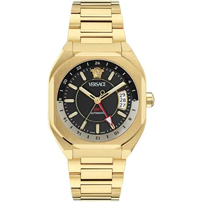 Versace V-contempo Gmt Automatic Watch In Gold