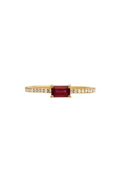 Frankie & Zoe 14k Yellow Gold Baguette Ruby & Diamond Ring In Yellow Gold