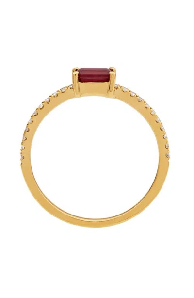 Frankie & Zoe 14k Yellow Gold Baguette Ruby & Diamond Ring In Yellow Gold