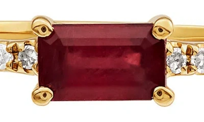 Frankie & Zoe 14k Yellow Gold Baguette Ruby & Diamond Ring In Yellow Gold
