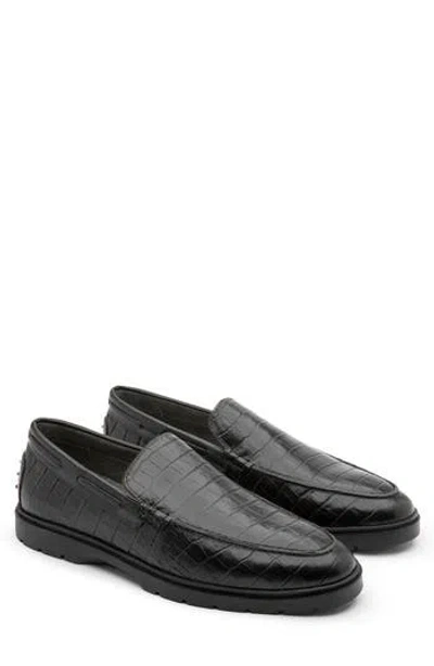 Gernie Venetian Low Top Loafer In Black Croco