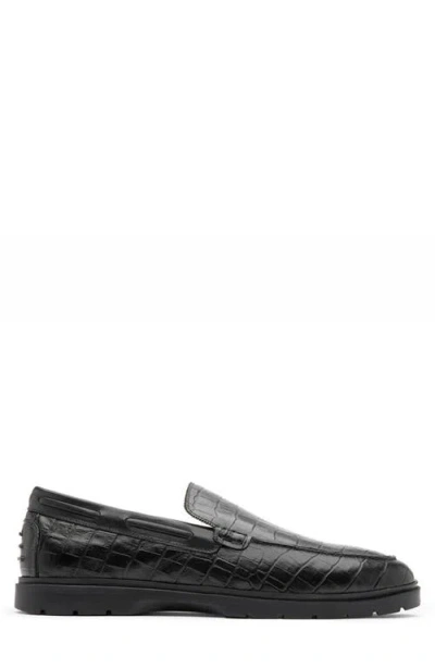 Gernie Venetian Low Top Loafer In Black Croco