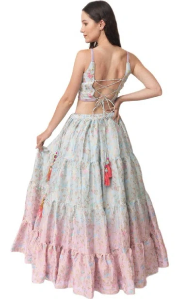 Raas Bethany Hand Tie Dye Lehenga Choli In Light Blue Multi
