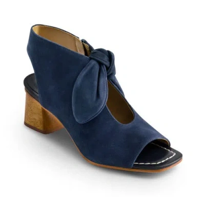 Bernardo Lizzie Suede Knot Zip Sandals In Navy