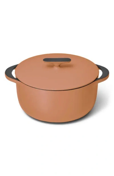 Caraway Enameled Cast Iron 6.5 Qt Dutch Oven With Flat Lid In Rust