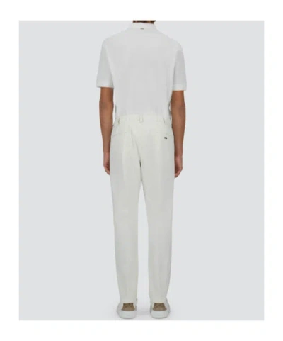 Herno Cotton Feel Trousers With Drawstring In White