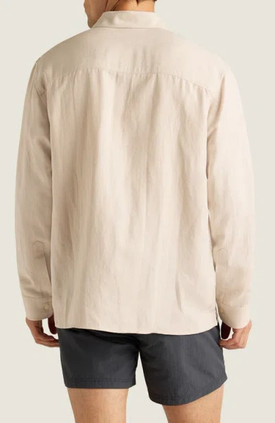 Auto-reply™ Andrew Linen Blend Button-up Shirt In Sand