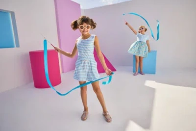 Bisby Kids' Knit Rugby Romper In Blue Stripe