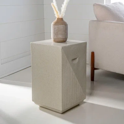 Jonathan Y Adrian 20.75" Contemporary Minimalist Square Accent Table, Cream Terrazzo Finish In Cream Terrazzo