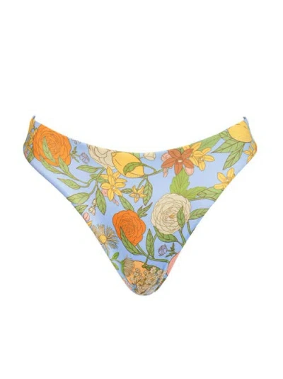 Kitty And Vibe High Leg Mid Rise Bikini Bottoms With Cheeky Coverage In Aurelia