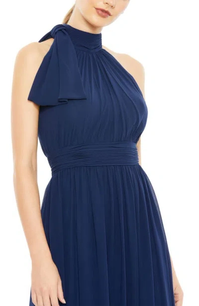 Mac Duggal 55035 Long Halter Chiffon Prom Dress In Blue