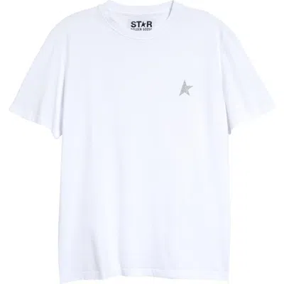 Golden Goose Star White Cotton Crew-neck T-shirt In White/silver