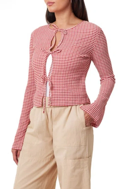Scotch & Soda Gingham Tie Top In Roadside Red/cotton Candy