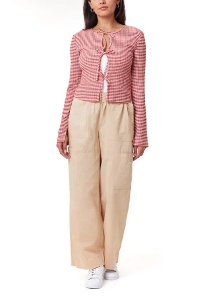 Scotch & Soda Gingham Tie Top In Roadside Red/cotton Candy