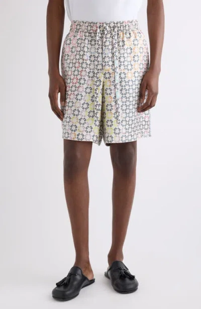 Givenchy Multicolor Pyjamas Shorts In Monogram 72 Silk In White Multicolored