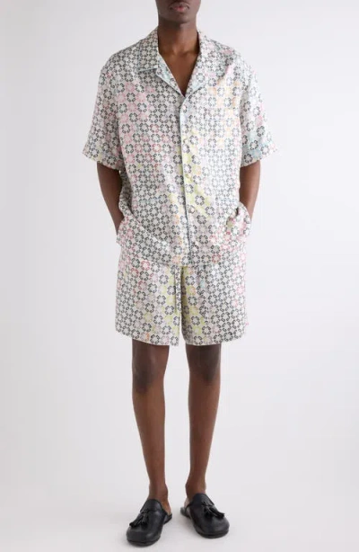 Givenchy Multicolor Pyjamas Shorts In Monogram 72 Silk In White Multicolored
