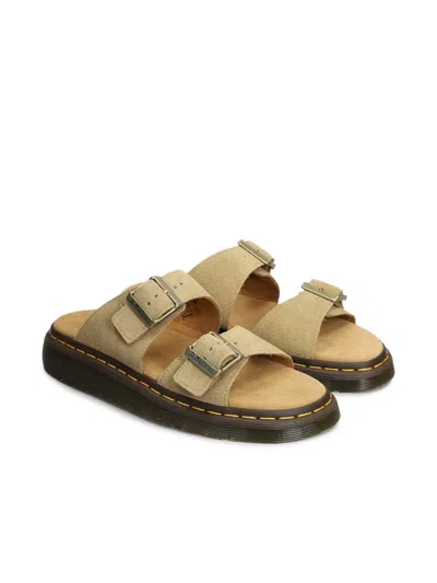 Dr. Martens Beige Leather Flat Sandals In Neutrals