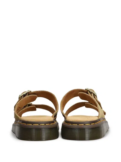 Dr. Martens Beige Leather Flat Sandals In Neutrals