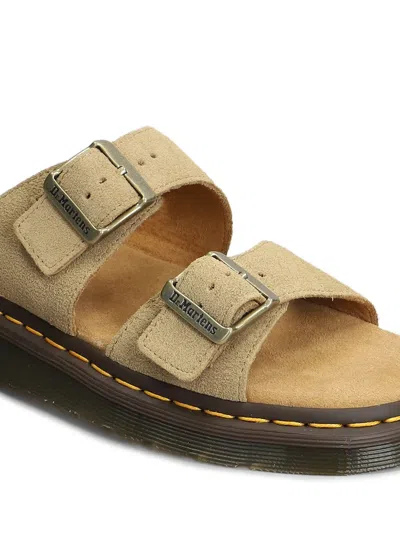 Dr. Martens Beige Leather Flat Sandals In Neutrals
