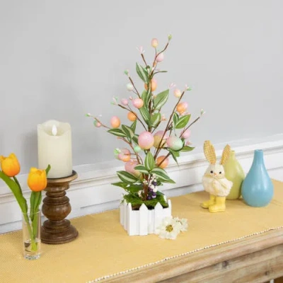 Northlight Artificial Potted Twig Tree With Easter Eggs In Pink
