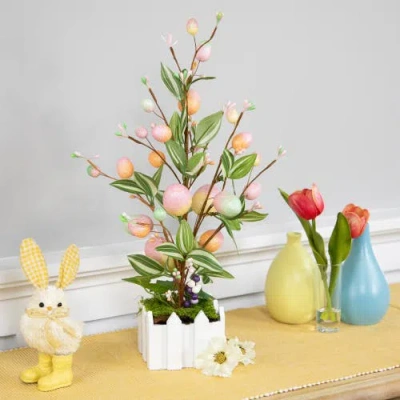 Northlight Artificial Potted Twig Tree With Easter Eggs In Pink