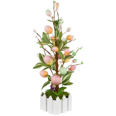 Northlight Artificial Potted Twig Tree With Easter Eggs In Pink
