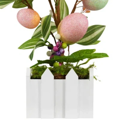 Northlight Artificial Potted Twig Tree With Easter Eggs In Pink