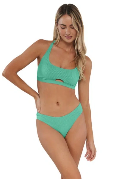 Sunsets Brandi Bralette Bikini Swimsuit Top In Aqua Mist Sandbar Rib