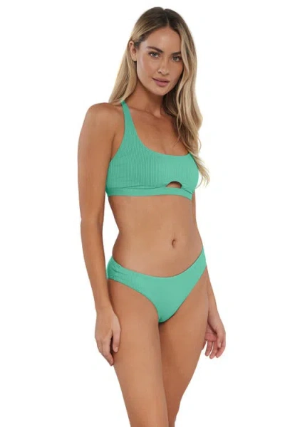Sunsets Brandi Bralette Bikini Swimsuit Top In Aqua Mist Sandbar Rib