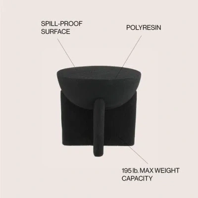 Jonathan Y Brady 16.25" Minimalist Modern Drum Accent Table, Black Frosted In Black Frosted