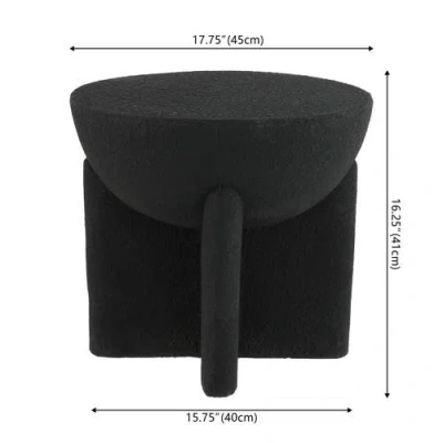 Jonathan Y Brady 16.25" Minimalist Modern Drum Accent Table, Black Frosted In Black Frosted