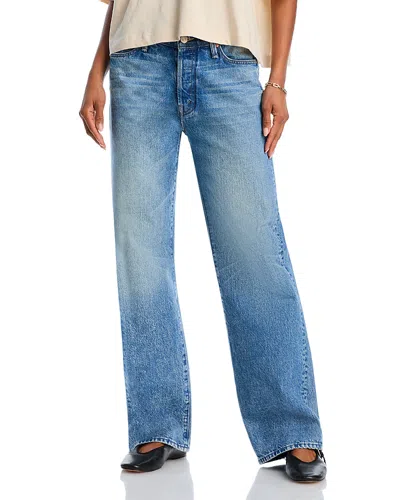 Mother The Dodger Button Sneak Wide Leg Jeans In Blue