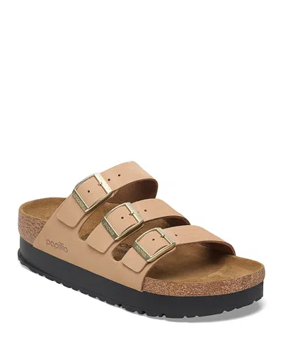Birkenstock Papillio Florida Iii Flex Womens Nubuck Platform Sandals In Sandcastle