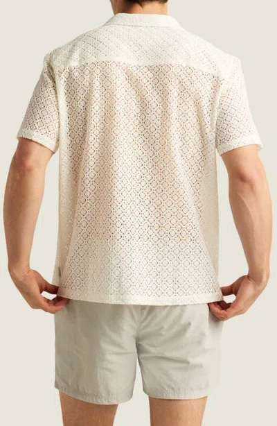 Auto-reply™ Alex Raschel Open Knit Camp Shirt In Cloud