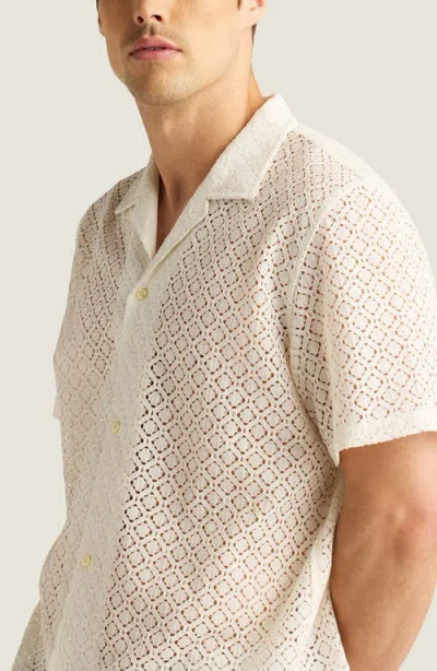 Auto-reply™ Alex Raschel Open Knit Camp Shirt In Cloud