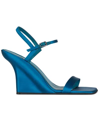 Jeffrey Campbell Women's Kassandra Wedge Sandals In Blue Satin